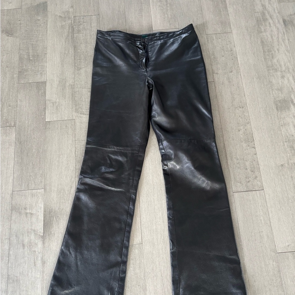 Danier Women's Genuine Leather Straight Leg Pants Size 6 Black - Picture 2 of 10